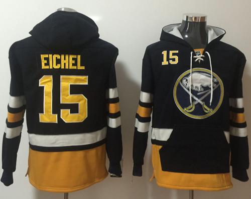 Sabres #15 Jack Eichel Navy Blue Name & Number Pullover NHL Hoodie - Click Image to Close